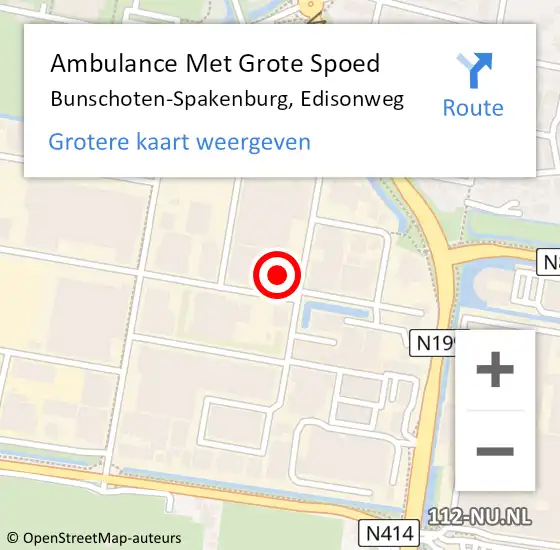 Locatie op kaart van de 112 melding: Ambulance Met Grote Spoed Naar Bunschoten-Spakenburg, Edisonweg op 23 juli 2015 11:07