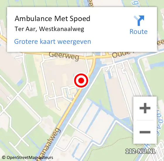 Locatie op kaart van de 112 melding: Ambulance Met Spoed Naar Ter Aar, Westkanaalweg op 23 juli 2015 11:13