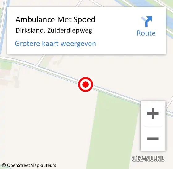 Locatie op kaart van de 112 melding: Ambulance Met Spoed Naar Dirksland, Zuiderdiepweg op 23 juli 2015 11:51