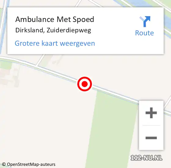 Locatie op kaart van de 112 melding: Ambulance Met Spoed Naar Dirksland, Zuiderdiepweg op 23 juli 2015 11:52