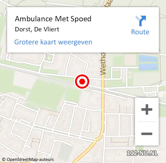 Locatie op kaart van de 112 melding: Ambulance Met Spoed Naar Dorst, De Vliert op 23 juli 2015 11:58