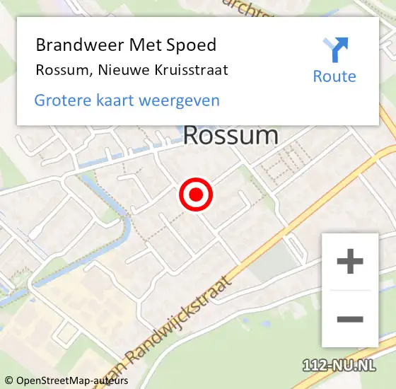 Locatie op kaart van de 112 melding: Brandweer Met Spoed Naar Rossum, Nieuwe Kruisstraat op 23 juli 2015 12:04