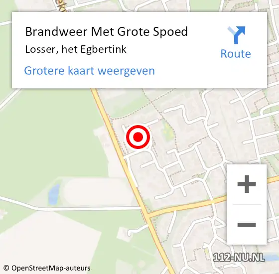 Locatie op kaart van de 112 melding: Brandweer Met Grote Spoed Naar Losser, het Egbertink op 23 juli 2015 12:07