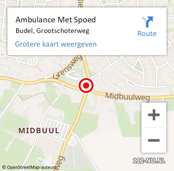 Locatie op kaart van de 112 melding: Ambulance Met Spoed Naar Budel, Grootschoterweg op 23 juli 2015 12:34