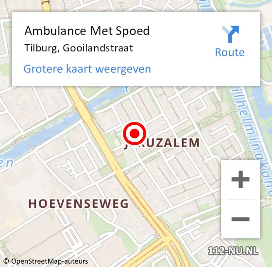 Locatie op kaart van de 112 melding: Ambulance Met Spoed Naar Tilburg, Gooilandstraat op 23 juli 2015 13:00