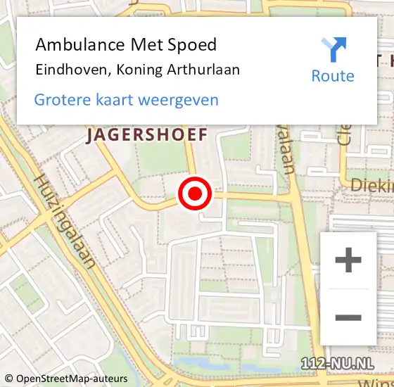 Locatie op kaart van de 112 melding: Ambulance Met Spoed Naar Eindhoven, Koning Arthurlaan op 23 juli 2015 13:11
