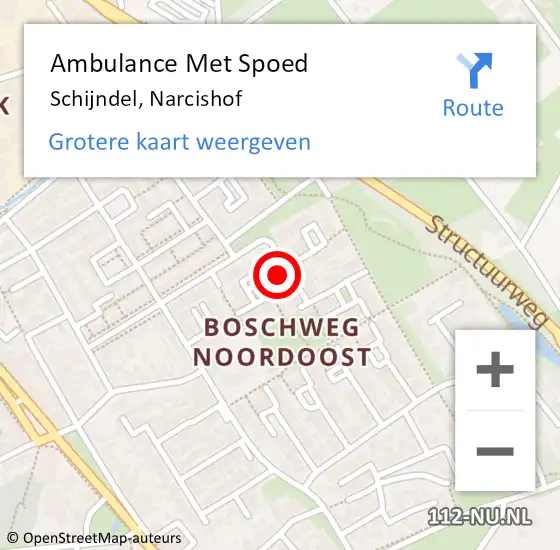 Locatie op kaart van de 112 melding: Ambulance Met Spoed Naar Schijndel, Narcishof op 23 juli 2015 13:39