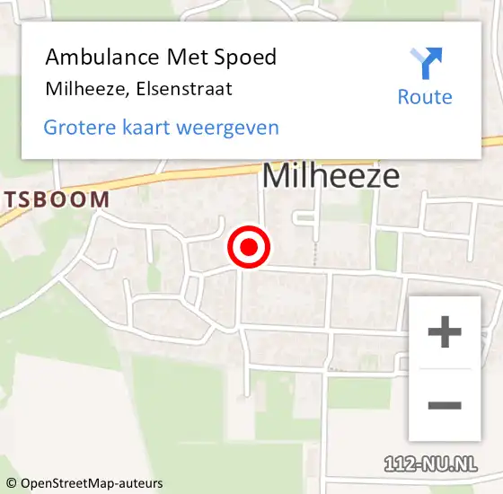 Locatie op kaart van de 112 melding: Ambulance Met Spoed Naar Milheeze, Elsenstraat op 23 juli 2015 13:54