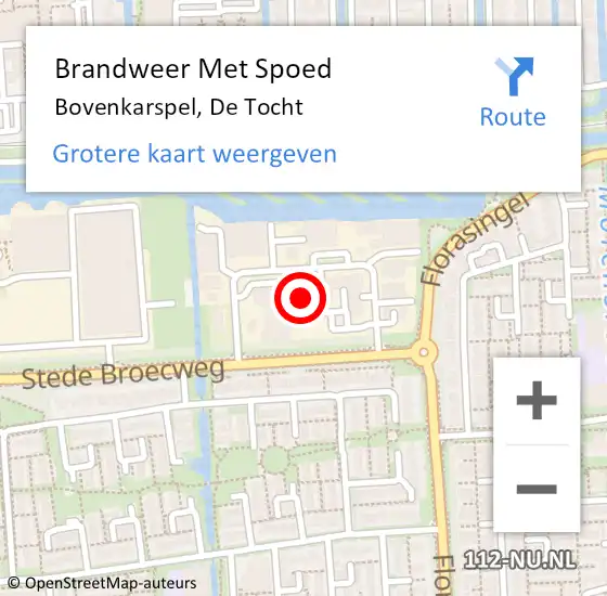 Locatie op kaart van de 112 melding: Brandweer Met Spoed Naar Bovenkarspel, De Tocht op 23 juli 2015 14:42