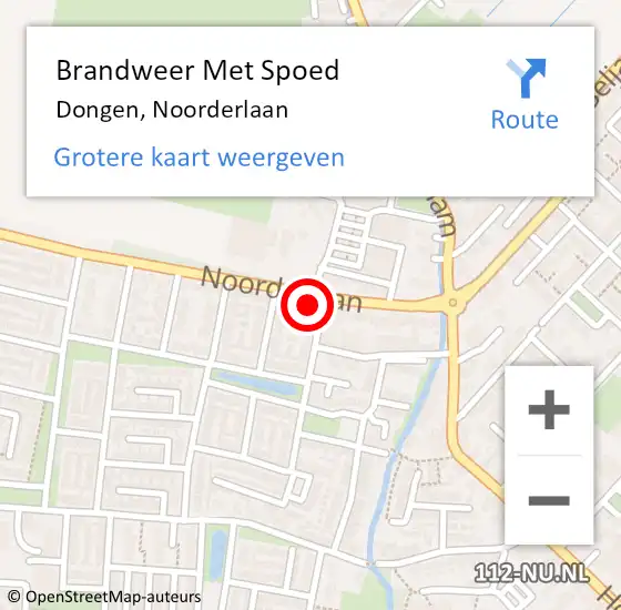 Locatie op kaart van de 112 melding: Brandweer Met Spoed Naar Dongen, Noorderlaan op 23 juli 2015 15:36