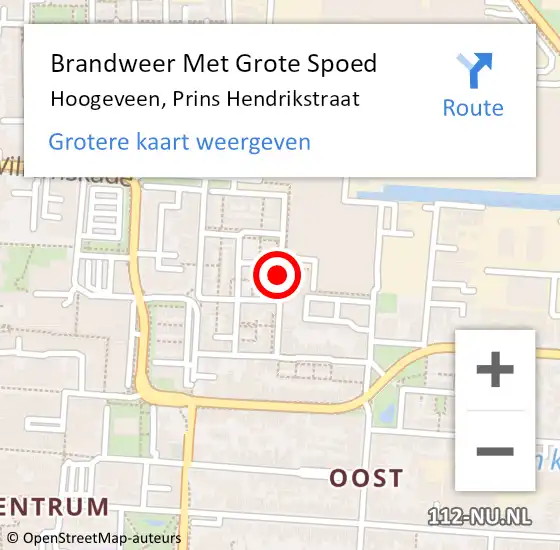 Locatie op kaart van de 112 melding: Brandweer Met Grote Spoed Naar Hoogeveen, Prins Hendrikstraat op 15 november 2013 00:47