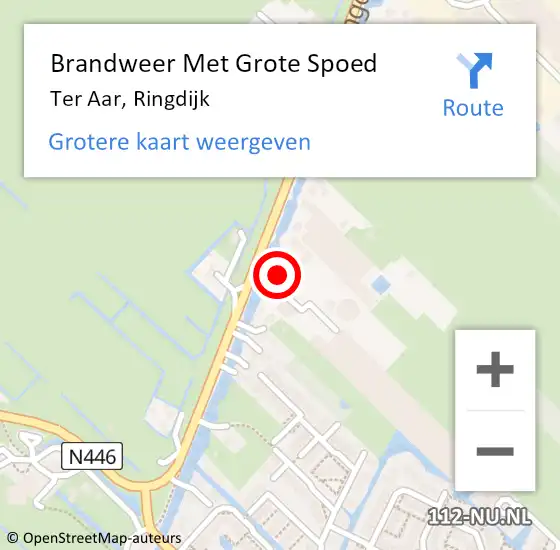 Locatie op kaart van de 112 melding: Brandweer Met Grote Spoed Naar Ter Aar, Ringdijk op 23 juli 2015 16:21