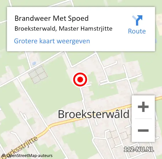 Locatie op kaart van de 112 melding: Brandweer Met Spoed Naar Broeksterwald, Master Hamstrjitte op 23 juli 2015 16:46