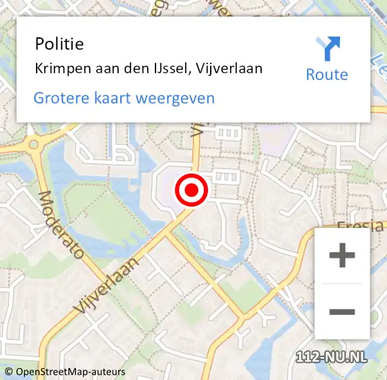 Locatie op kaart van de 112 melding: Politie Krimpen aan den IJssel, Vijverlaan op 23 juli 2015 17:24