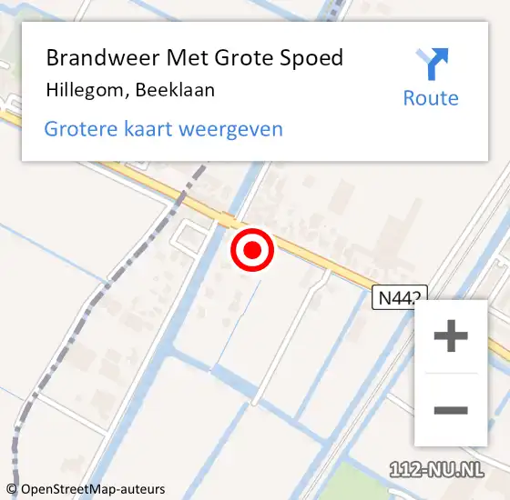 Locatie op kaart van de 112 melding: Brandweer Met Grote Spoed Naar Hillegom, Beeklaan op 23 juli 2015 17:33