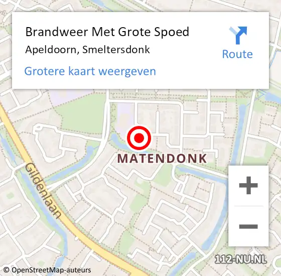 Locatie op kaart van de 112 melding: Brandweer Met Grote Spoed Naar Apeldoorn, Smeltersdonk op 23 juli 2015 17:34