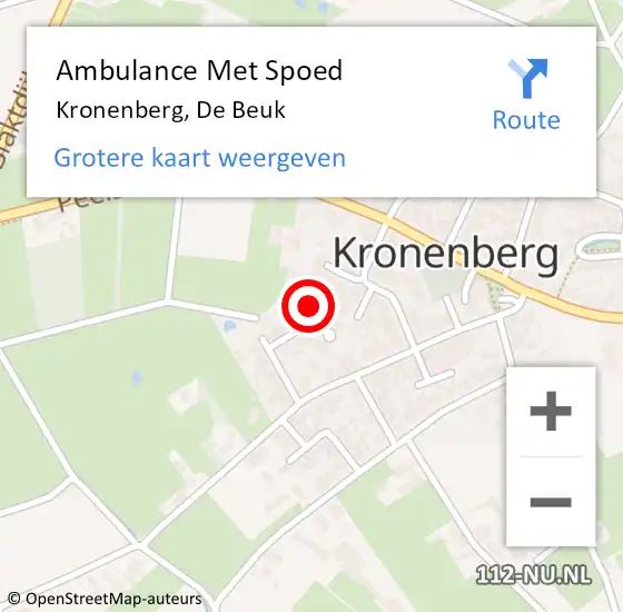 Locatie op kaart van de 112 melding: Ambulance Met Spoed Naar Kronenberg, De Beuk op 15 november 2013 01:25