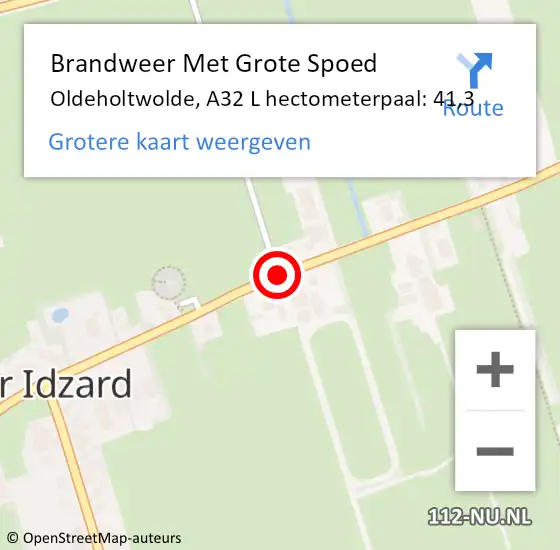 Locatie op kaart van de 112 melding: Brandweer Met Grote Spoed Naar Oldeholtwolde, A32 L hectometerpaal: 41,3 op 23 juli 2015 18:18