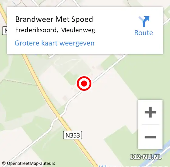 Locatie op kaart van de 112 melding: Brandweer Met Spoed Naar Frederiksoord, Meulenweg op 23 juli 2015 18:35