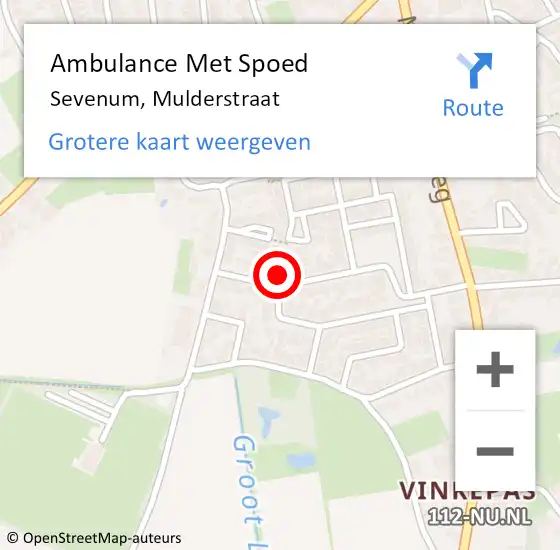 Locatie op kaart van de 112 melding: Ambulance Met Spoed Naar Sevenum, Mulderstraat op 23 juli 2015 19:52