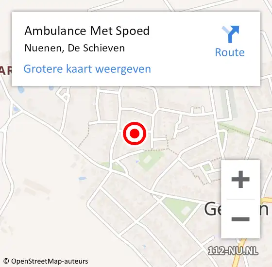 Locatie op kaart van de 112 melding: Ambulance Met Spoed Naar Nuenen, De Schieven op 23 juli 2015 19:59