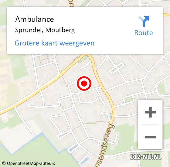 Locatie op kaart van de 112 melding: Ambulance Sprundel, Moutberg op 23 juli 2015 20:32