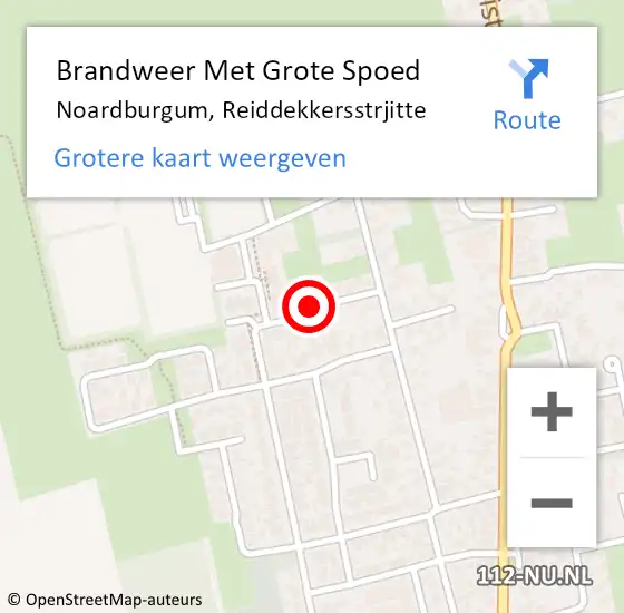 Locatie op kaart van de 112 melding: Brandweer Met Grote Spoed Naar Noardburgum, Reiddekkersstrjitte op 23 juli 2015 21:14