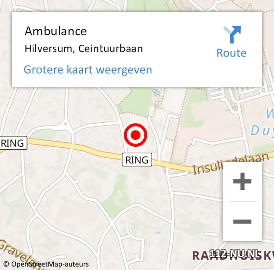 Locatie op kaart van de 112 melding: Ambulance Hilversum, Ceintuurbaan op 23 juli 2015 21:17