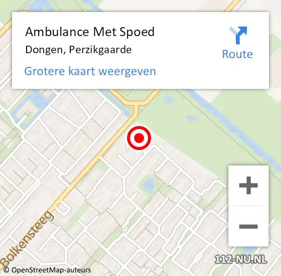 Locatie op kaart van de 112 melding: Ambulance Met Spoed Naar Dongen, Perzikgaarde op 23 juli 2015 22:01