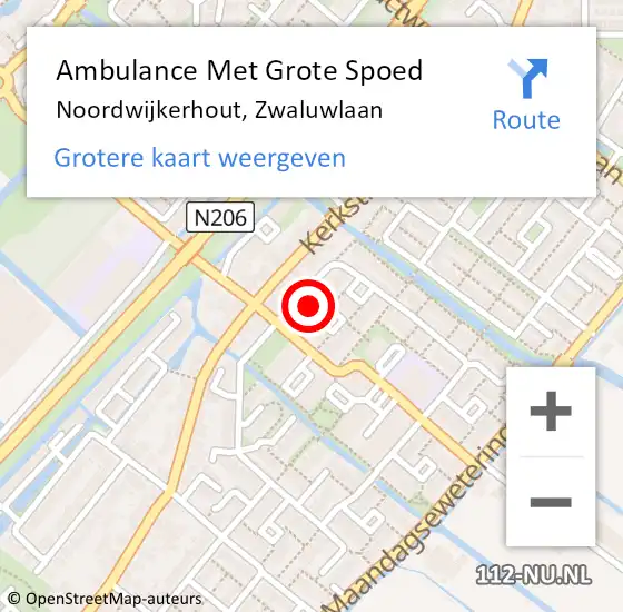 Locatie op kaart van de 112 melding: Ambulance Met Grote Spoed Naar Noordwijkerhout, Zwaluwlaan op 12 september 2013 20:48