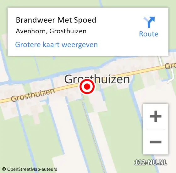 Locatie op kaart van de 112 melding: Brandweer Met Spoed Naar Avenhorn, Grosthuizen op 23 juli 2015 23:50