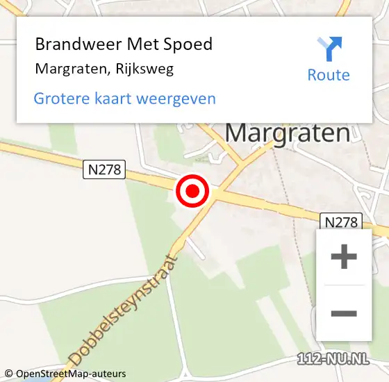 Locatie op kaart van de 112 melding: Brandweer Met Spoed Naar Margraten, Rijksweg op 23 juli 2015 23:56