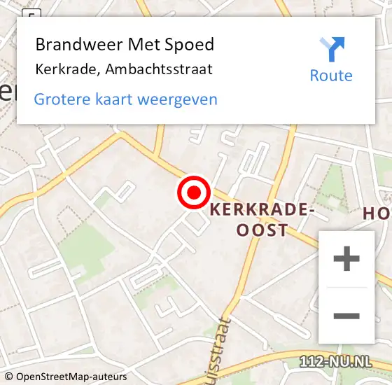 Locatie op kaart van de 112 melding: Brandweer Met Spoed Naar Kerkrade, Ambachtsstraat op 23 juli 2015 23:59