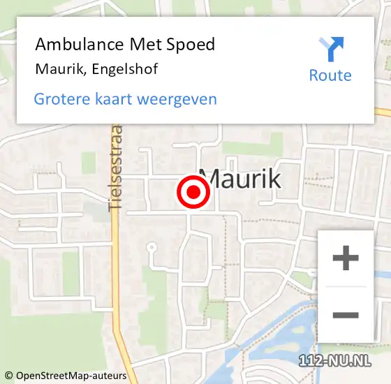 Locatie op kaart van de 112 melding: Ambulance Met Spoed Naar Maurik, Engelshof op 24 juli 2015 01:12