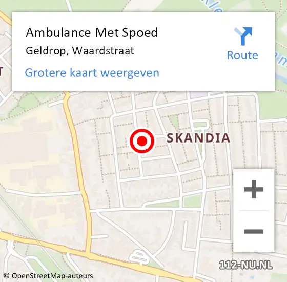 Locatie op kaart van de 112 melding: Ambulance Met Spoed Naar Geldrop, Waardstraat op 24 juli 2015 03:28