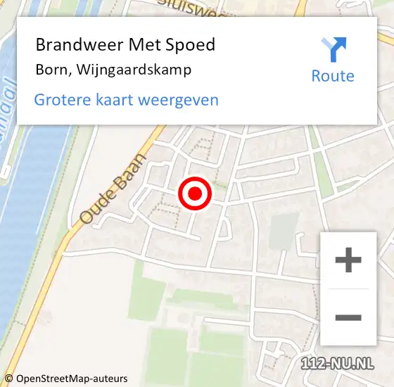 Locatie op kaart van de 112 melding: Brandweer Met Spoed Naar Born, Wijngaardskamp op 24 juli 2015 04:08