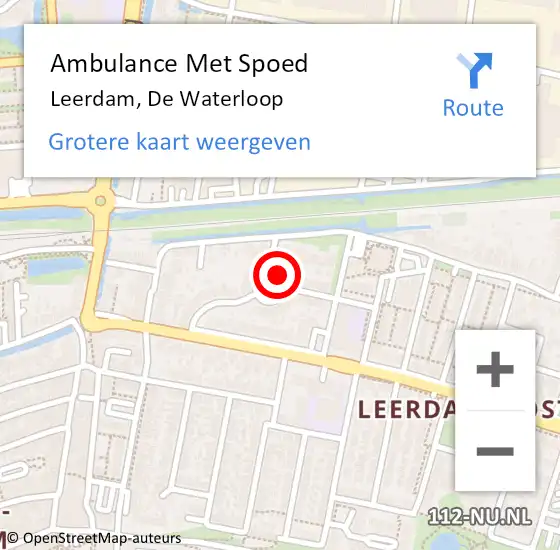 Locatie op kaart van de 112 melding: Ambulance Met Spoed Naar Leerdam, De Waterloop op 24 juli 2015 04:46