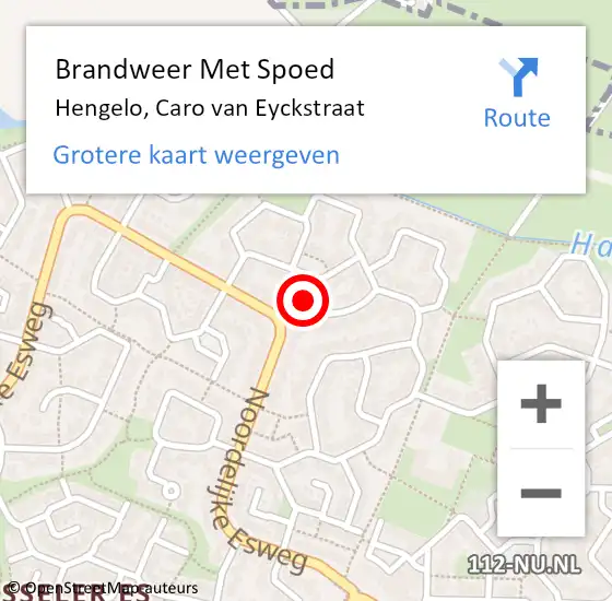 Locatie op kaart van de 112 melding: Brandweer Met Spoed Naar Hengelo, Caro van Eyckstraat op 24 juli 2015 06:50