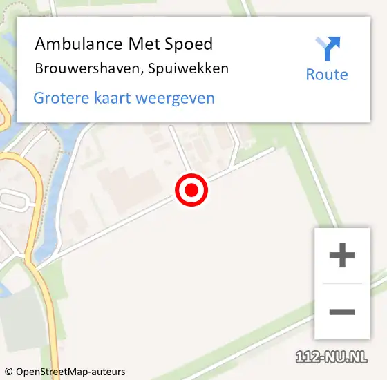 Locatie op kaart van de 112 melding: Ambulance Met Spoed Naar Brouwershaven, Spuiwekken op 24 juli 2015 08:31