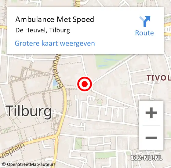 Locatie op kaart van de 112 melding: Ambulance Met Spoed Naar De Heuvel, Tilburg op 24 juli 2015 09:20