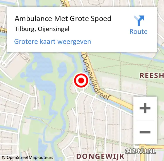 Locatie op kaart van de 112 melding: Ambulance Met Grote Spoed Naar Tilburg, Oijensingel op 15 november 2013 06:03