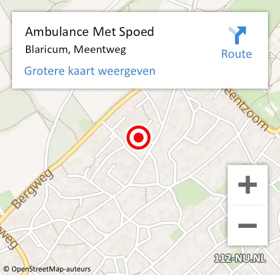 Locatie op kaart van de 112 melding: Ambulance Met Spoed Naar Blaricum, Meentweg op 24 juli 2015 12:03