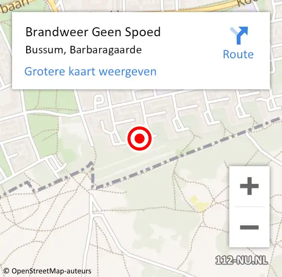 Locatie op kaart van de 112 melding: Brandweer Geen Spoed Naar Bussum, Barbaragaarde op 24 juli 2015 12:08