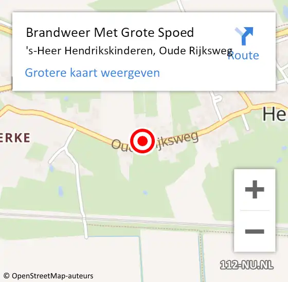 Locatie op kaart van de 112 melding: Brandweer Met Grote Spoed Naar 's-Heer Hendrikskinderen, Oude Rijksweg op 24 juli 2015 12:24