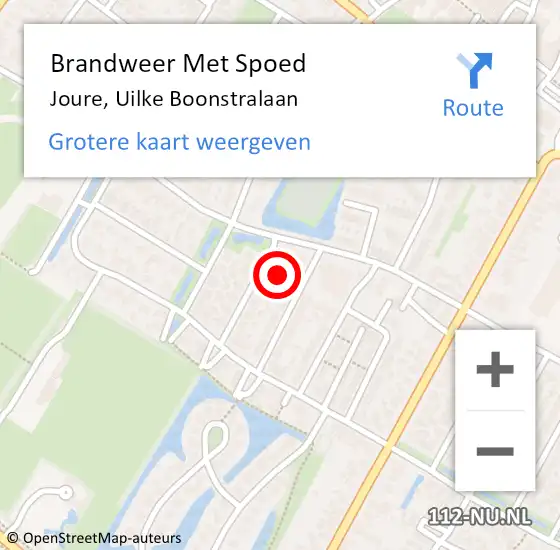 Locatie op kaart van de 112 melding: Brandweer Met Spoed Naar Joure, Uilke Boonstralaan op 24 juli 2015 12:43