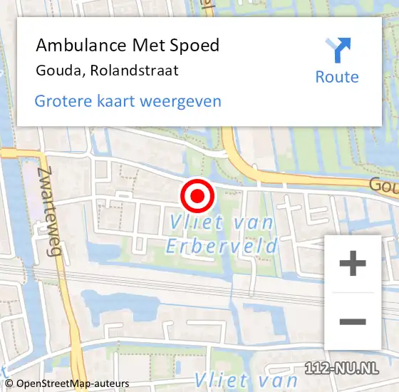 Locatie op kaart van de 112 melding: Ambulance Met Spoed Naar Gouda, Rolandstraat op 24 juli 2015 13:23