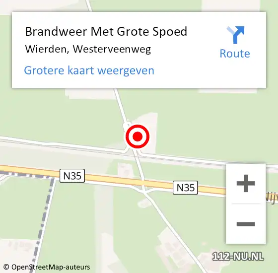 Locatie op kaart van de 112 melding: Brandweer Met Grote Spoed Naar Wierden, Westerveenweg op 24 juli 2015 13:45