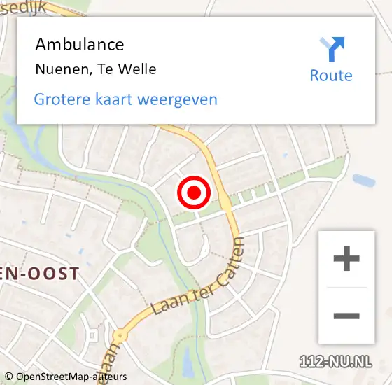 Locatie op kaart van de 112 melding: Ambulance Nuenen, Te Welle op 24 juli 2015 14:13