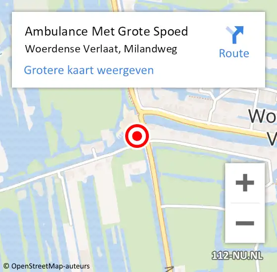 Locatie op kaart van de 112 melding: Ambulance Met Grote Spoed Naar Woerdense Verlaat, Milandweg op 24 juli 2015 14:14