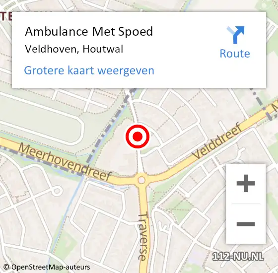 Locatie op kaart van de 112 melding: Ambulance Met Spoed Naar Veldhoven, Houtwal op 24 juli 2015 14:18